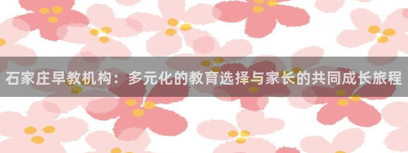 威九国际官网版：石家庄早教机构：多元化的教育选择与家长的共同成长旅程